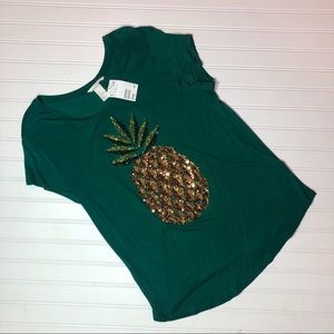 Sequined Pineapple Green Top